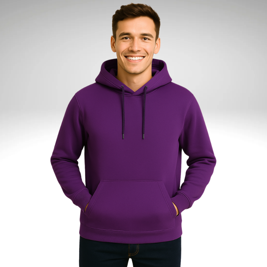 Blusa Moletom Moletom Roxo Liso Moletom Masculino Canguru Com