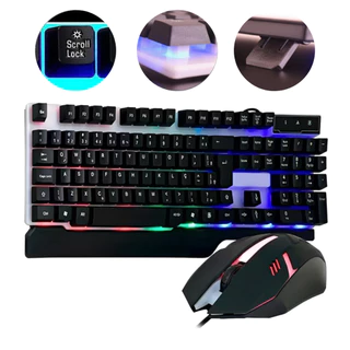 Kit Teclado E Mouse Gamer Semi-mecânico Led Rgb Lançamento Para Computador Notebook Video Game em Oferta na Shopee