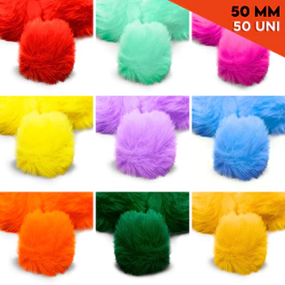 Pompom de Pelúcia 50mm - C/50 UN - Macios | Ideal para Artesanato, Laços e Chaveiros | Aviv