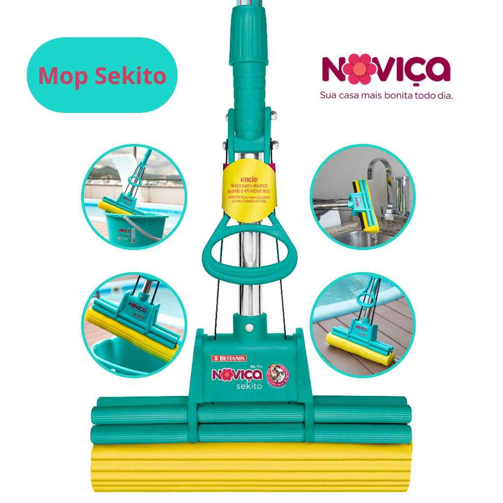 Mop Sekito com cabo noviça Bettanin Limpeza geral Rodo espuma