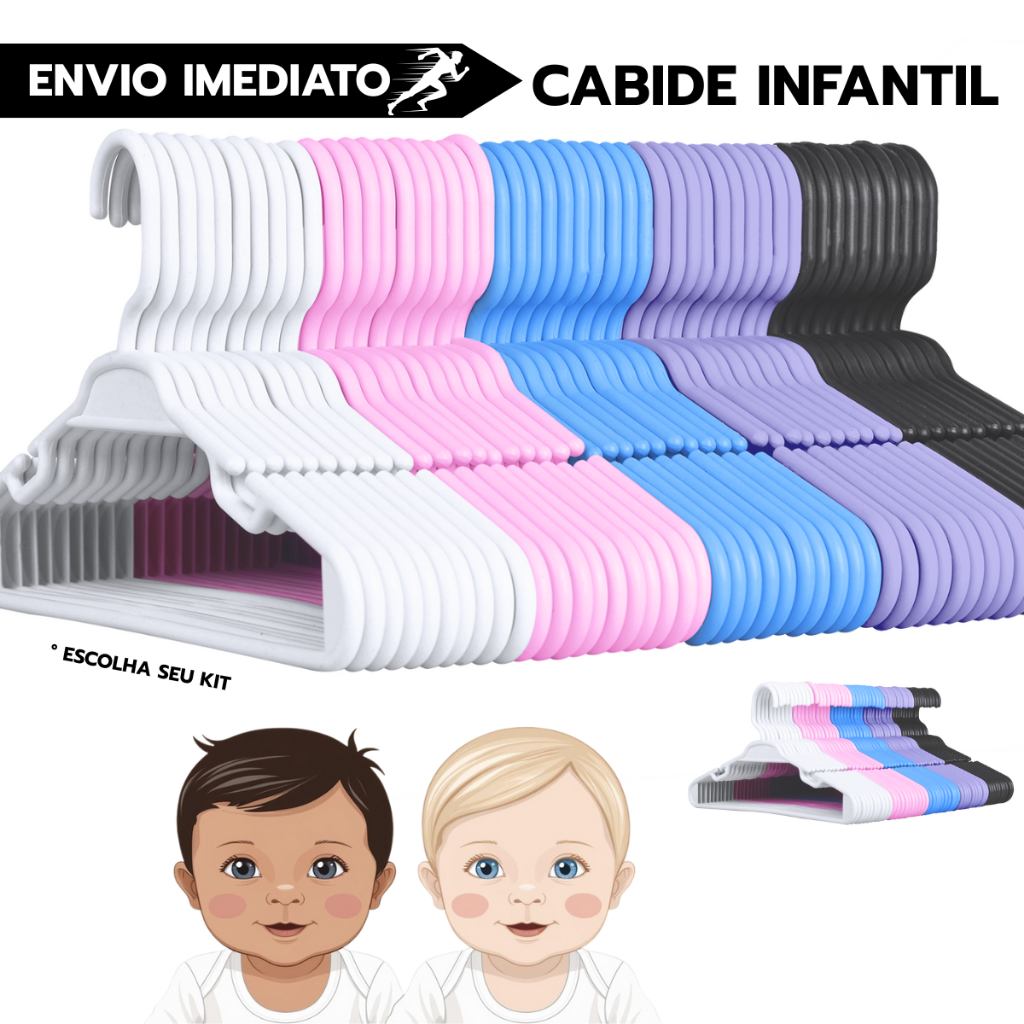 Cabide Bebê Baby Infantil - Envio Imediato - Escolha Seu Kit Cor e Quantidade