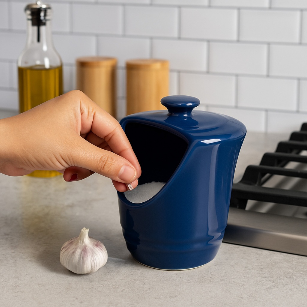 Saleiro Porcelana Azul Stone 185ml Cozinha Mesa Decoração