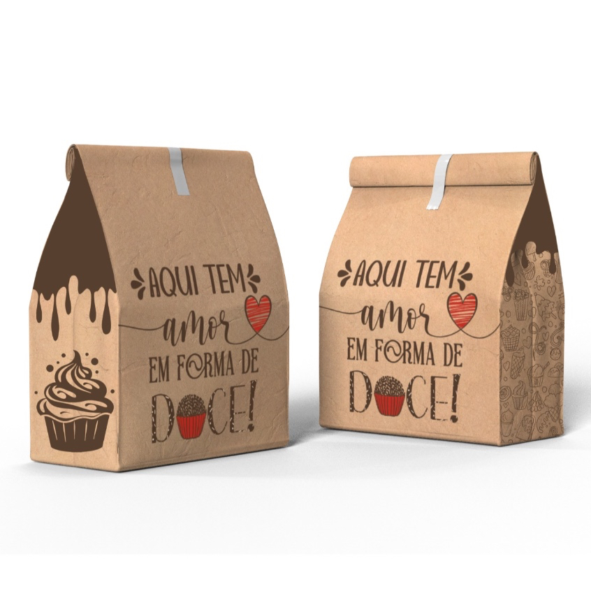 Sacos Kraft Papel Para Delivery Doces Bolos Muffins Doceria 