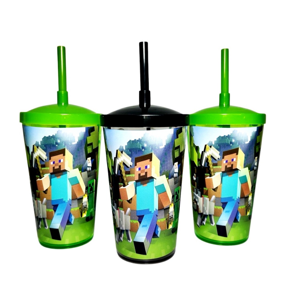 Lembrancinhas Minecraft Copo com canudo Pct. com 5 Unidades - Minecraft ...
