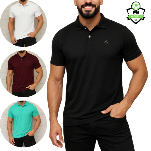 Camisa Polo Piquet Masculina Poliéster Básica Não Amassa Com Bordado No ...