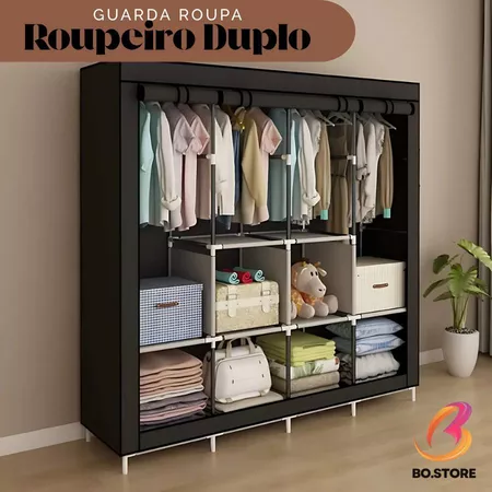 Guarda roupa dobrável portátil organizador de roupas com ziper armário multifuncional para roupas