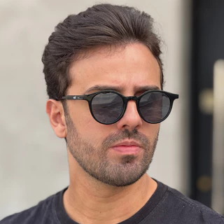 Óculos de Sol Redondo Clássico Moda Retrô Vintage Reforçado Acetato Premium Unissex com uv400