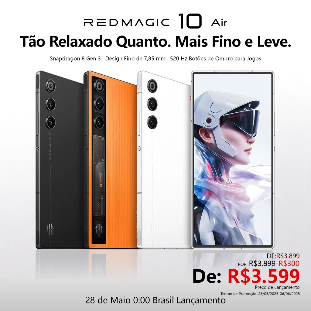 REDMAGIC 10 Air 520Hz celular para jogos 12/16GB+256/512GB