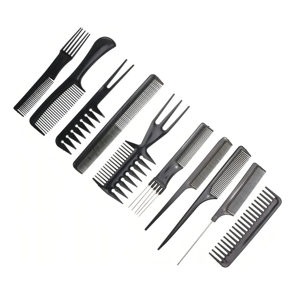 Kit 10 Pentes De Corte Cabeleireiro E Barbeiro Profissional | Shopee Brasil