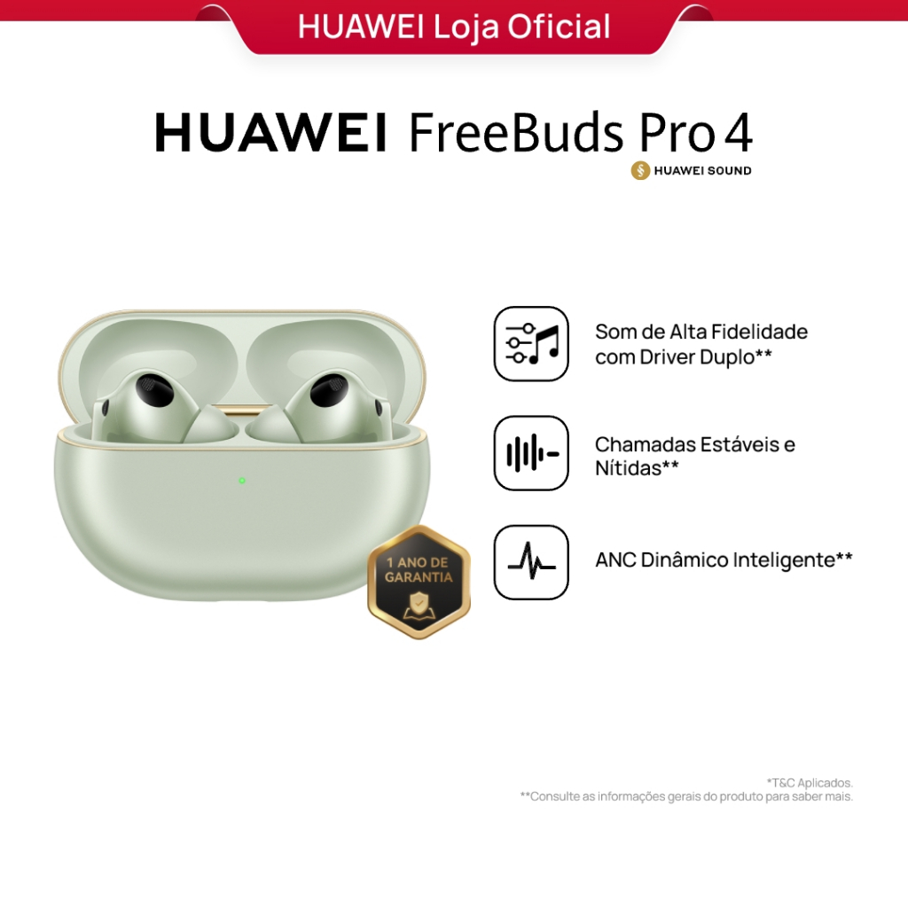 HUAWEI FreeBuds Pro 4 | Fone de Ouvido Bluetooth Sem Fio | Som de