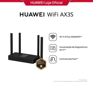 HUAWEI WiFi AX3S | Roteador | Wi-Fi 6+, 3000Mbps | Easymesh | HiConfig Preset | Preto