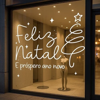 Adesivo de vitrine decoração feliz natal e próspero ano novo , árvore, papai Noel,merry christimas.