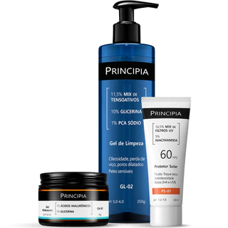 Principia Kit Rotina Essencial Gel hidratante GH-01 + Protetor Solar PS-01 FPS60 + Gel de Limpeza GL-02 em Oferta na Shopee