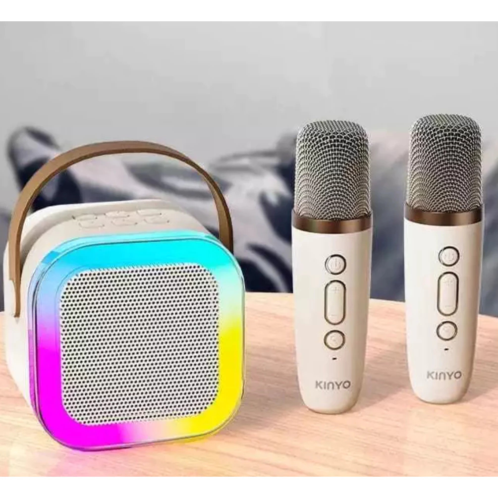 Karaoke Caixa De Som Com 2 Microfones Sem Fio Com Alto-Falante Bluetooth Brincadeira Para