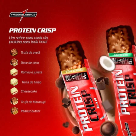 Protein Crisp Bar Caixa C 12 Unidades IntegralMedica Barra Proteica Crocante e Saborosa