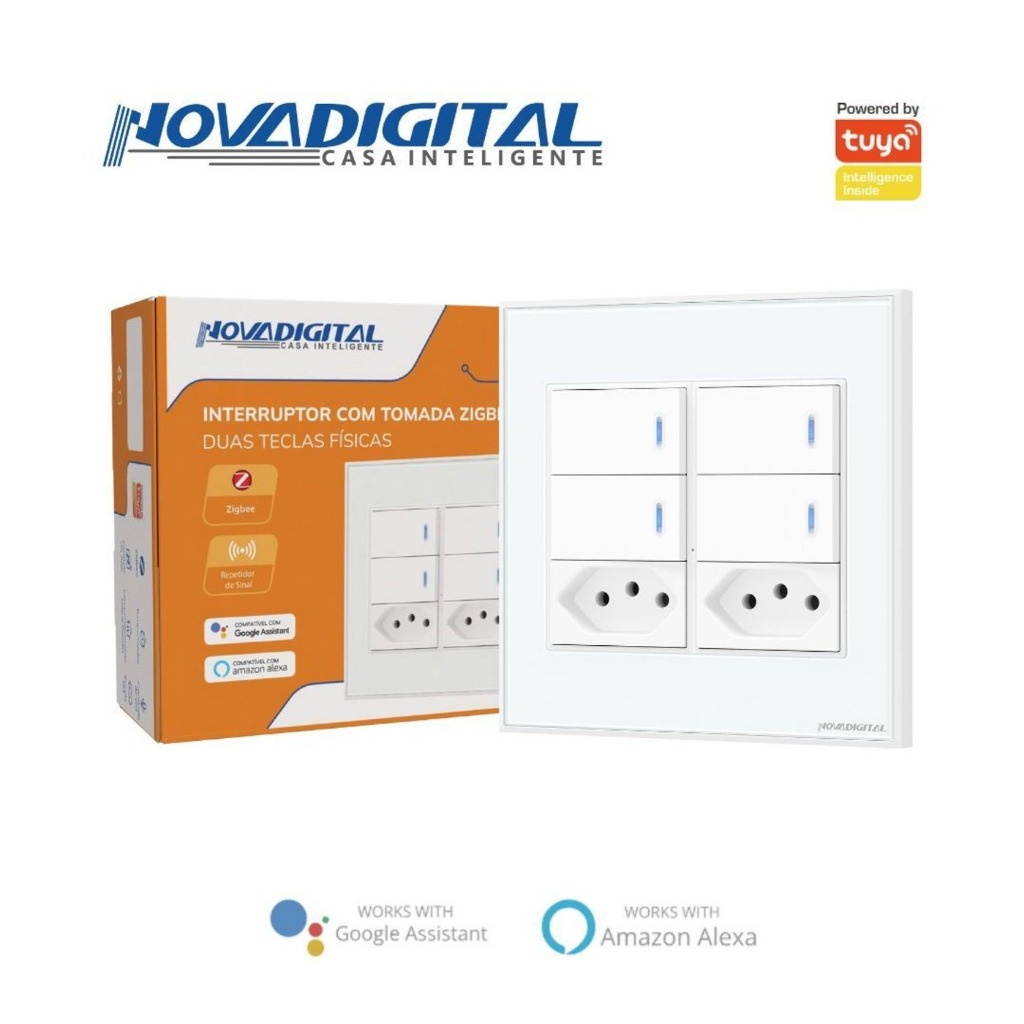 SW32B 10双セット Interruptor Inteligente Zigbee 4 Teclas Físicas + 2 Tomadas