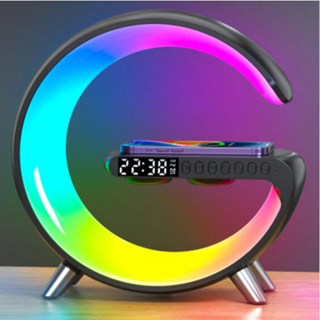 Luminária G LED RGB 4 em 1 com Carregador Sem Fio, Despertador, Bluetooth e Controle App