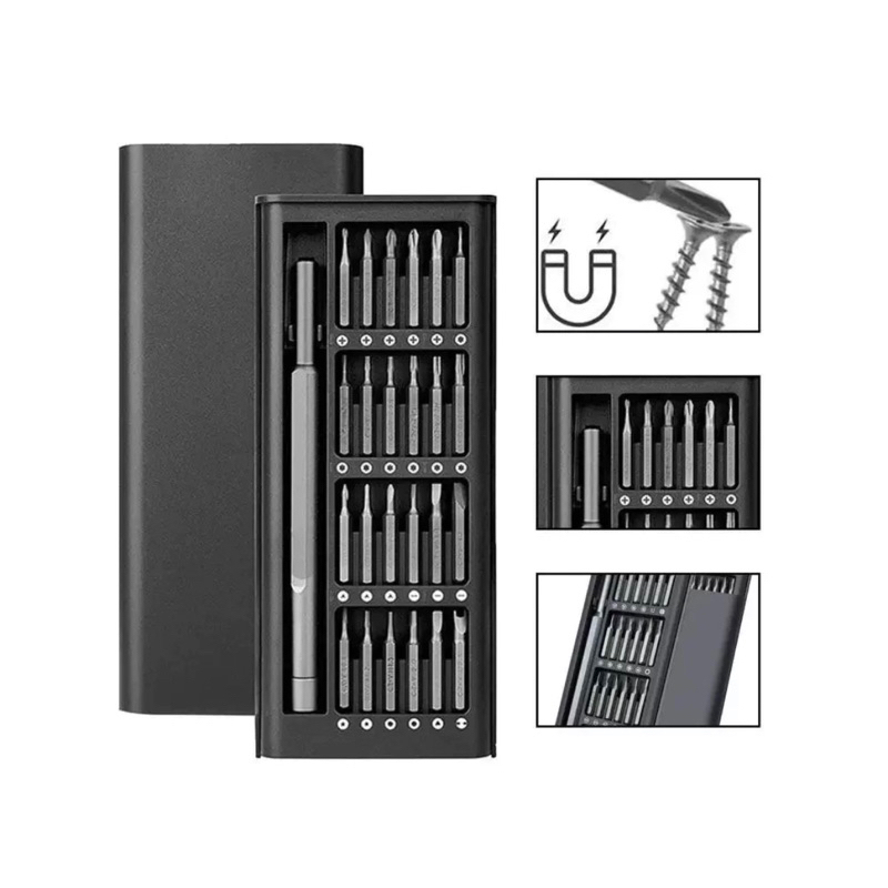 Kit Jogo Ferramenta Chave Magnética Precisão 24 Peças Pequenos Reparos Compatível - Celular Iphone Android Videogame