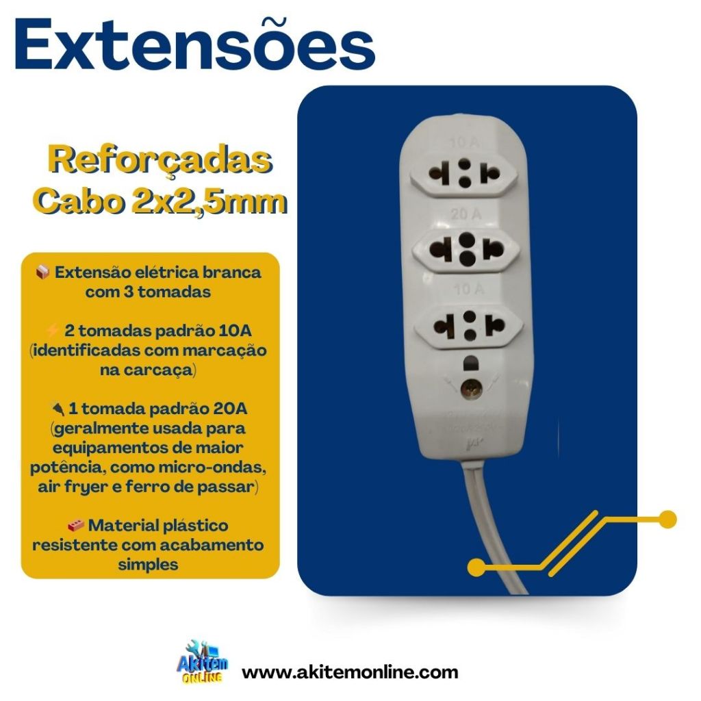 Extensão Micro-ondas, Airfryer e Ferro de Passar Reforçada 20
