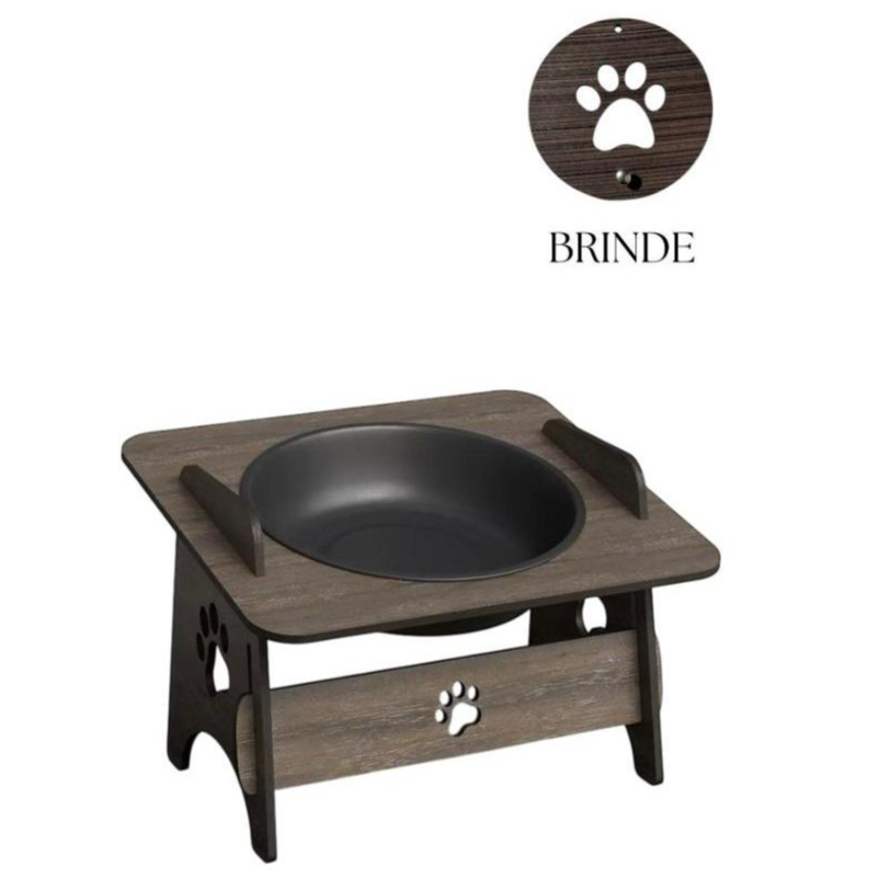 Comedouro Bebedouro Gato e Cachorro Elevado Pet Mdf