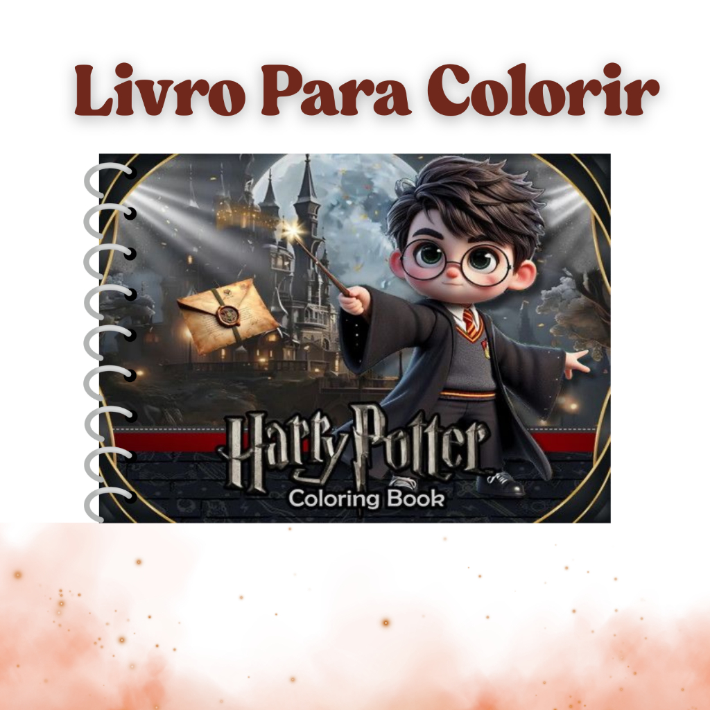 Livro de Colorir Harry Potter 50 Ilustrações Capa Dura Holográfica ...