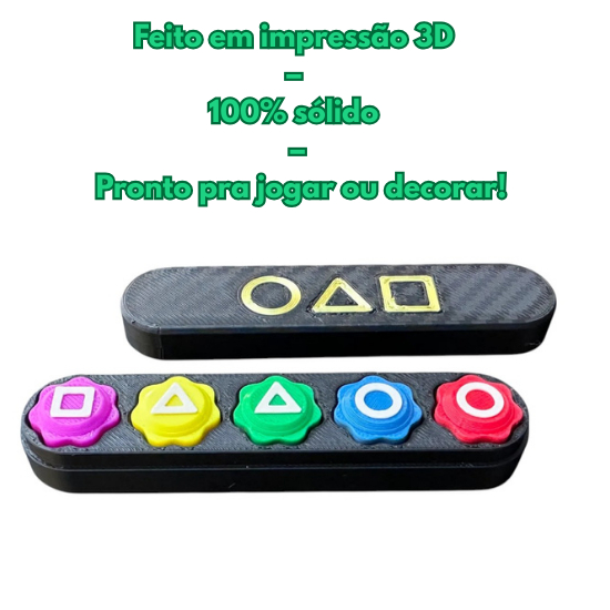 Jogo Round 6 Dados Coloridos com Caixinha – Impresso em 3D Sólido