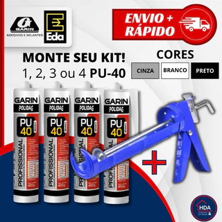 Kit 4x Cola PU 40 Extra Forte 400g + Aplicador Adesivo Selante Cinza Preto Branco Uso Profissional