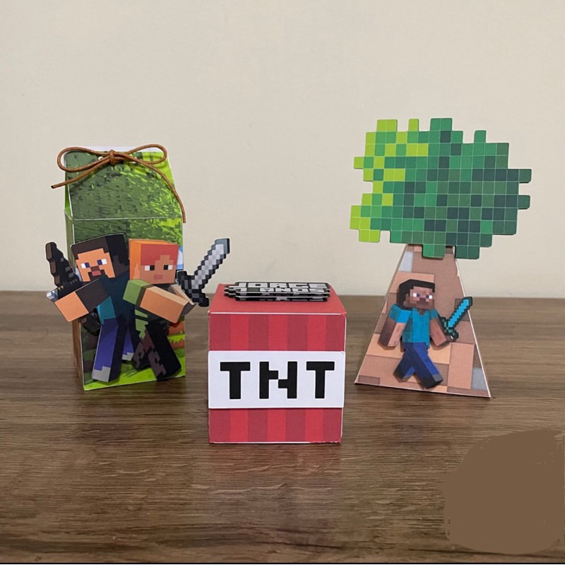 Kit Caixa Minecraft 3D Já MONTADA / Personalizada com nome e idade ...