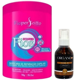 Máscara Desarma Fios 3 Min + Óleo Castor Oil 100ml Para Queda e Crescimento