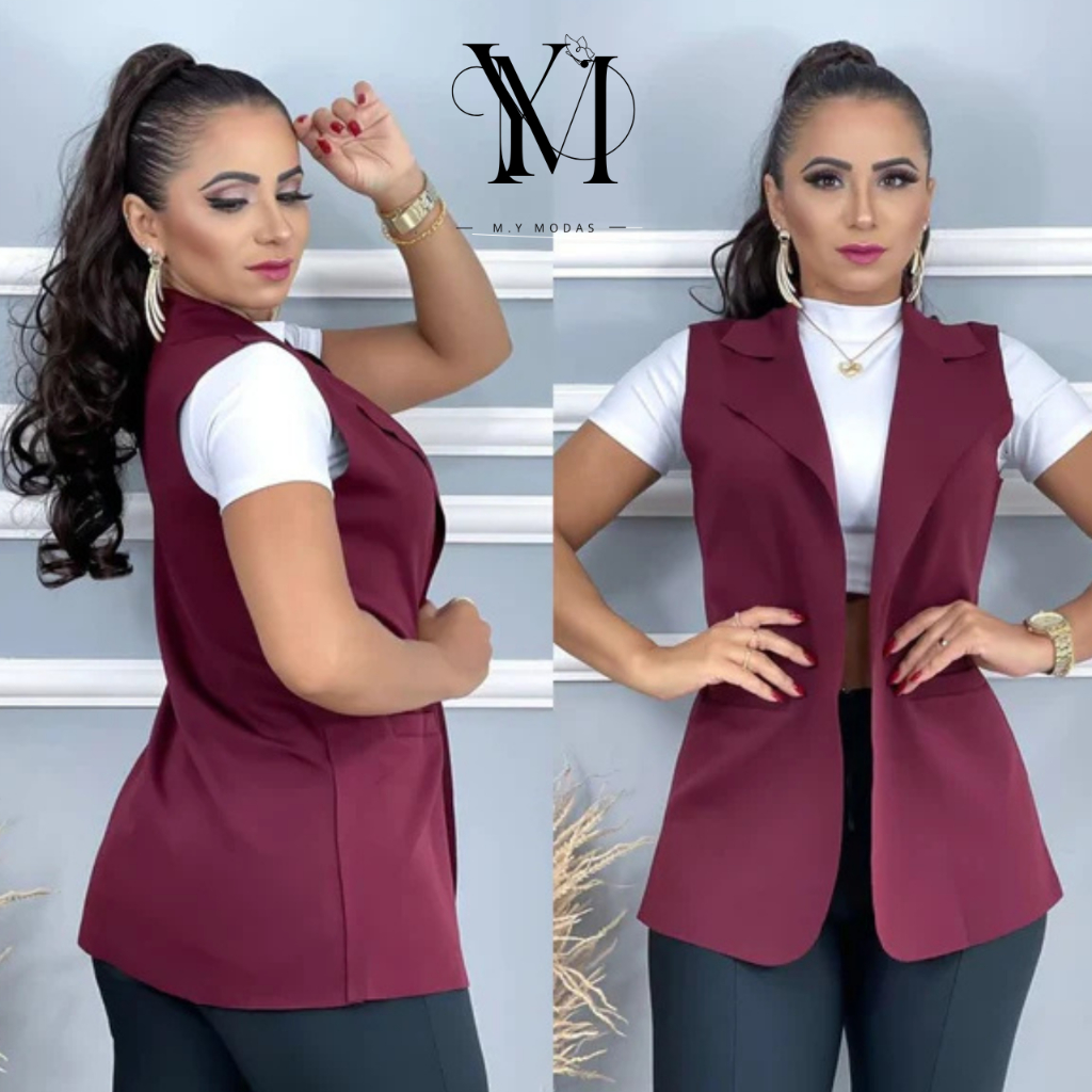 Colete Social Max Feminino | Blazer Sem Manga, Moderna | Shopee Brasil