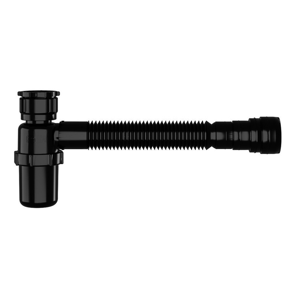 Sifão Sanfonado Copo Preto Pia Cozinha Banheiro Tanque Astra