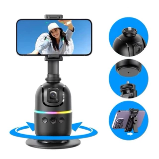 Suporte Celular e Camera 360° Rastreamento E Controle por Gestos Adaptação Total Facial Lives Tiktok Preta