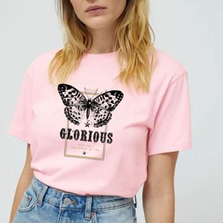 Camiseta T-shirt Borboleta Minimalista Blusa Feminina 100% Algodão Premium Envio Imediato