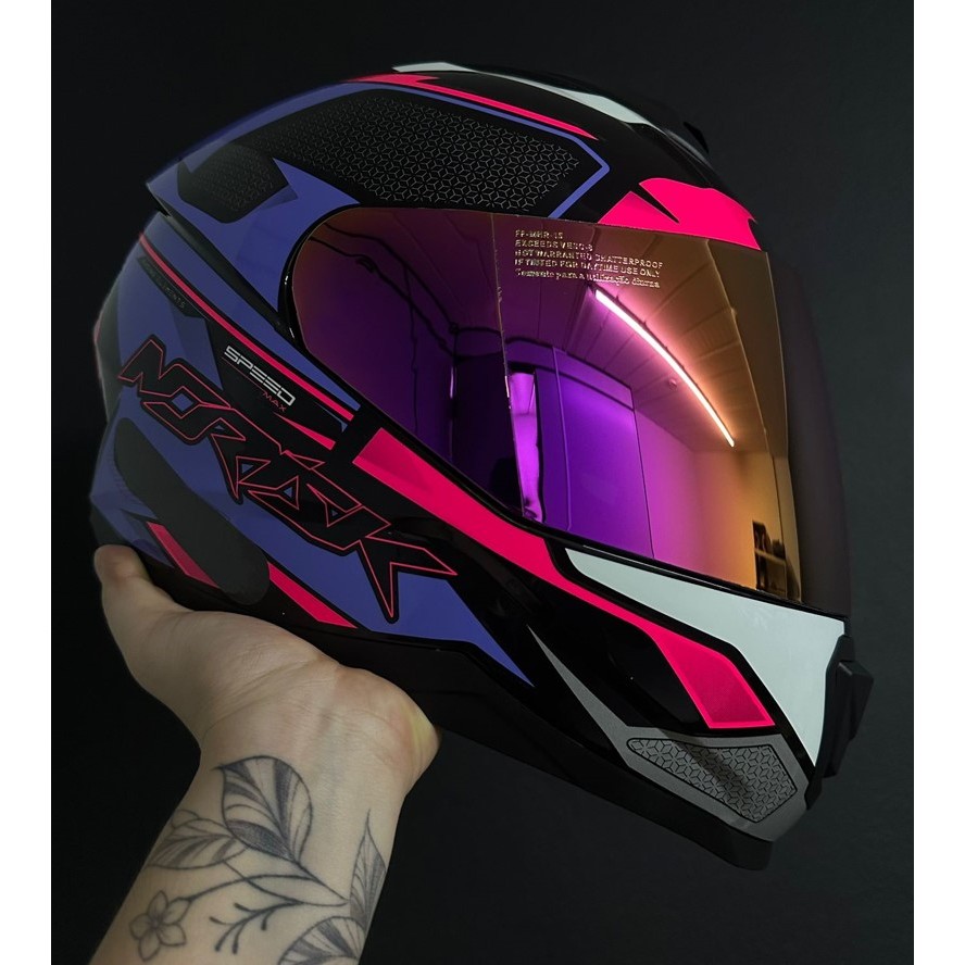 CAPACETE NORISK RAZOR SPEEDMAX ROXO/ROSA ORIGINAL + VISEIRA REVO ROSA ...