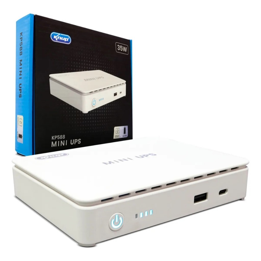 Mini Nobreak 35W POE USB Type C Knup KP588 Bivolt 100/220V Saídas 9V 12V selecionável rede roteador