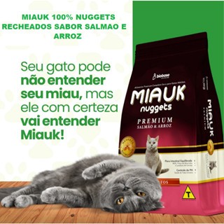 RACAO MIAUK 10.1KG 100% NUGGETS RECHEADOS GATO ADULTO SALMAO E ARROZ ( 100% PASTELZINHO RECHEADOSCOM PATE DE FRANGO)