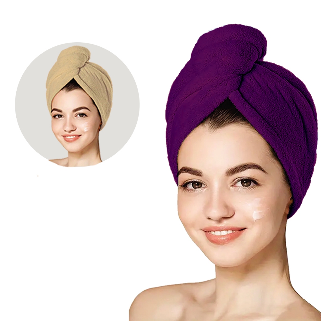 KIT 2 Toucas de Banho Atoalhada Seca cabelo | Shopee Brasil