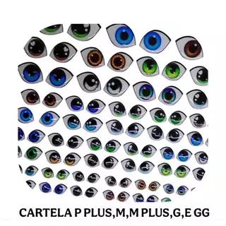 Cartela Combo De Olhos Adesivos Resinado P Plus/m/m Plus/g E Gg 49 PARES Mbh 3
