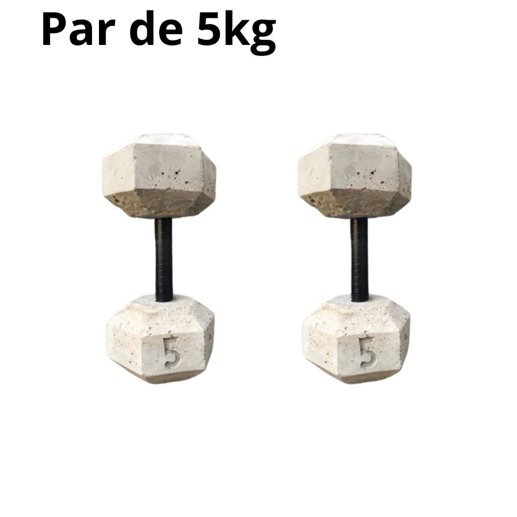 Par de Halter de 5kg - Halter sextavado de cimento sem acabamento ...