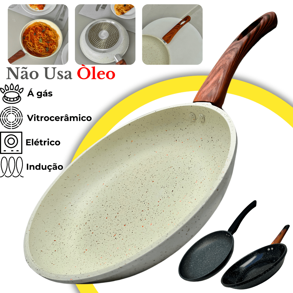 Frigideira Ceramica Antiaderente Fogão Cooktop Indução Gás Elétrico Grande Profissional Premium