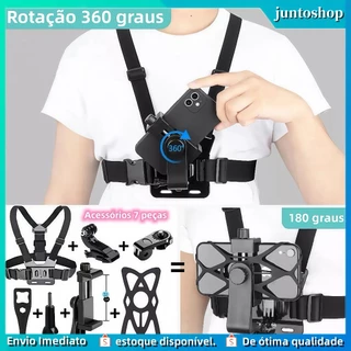 (7 kits)(Magnético 5 kit) Suporte de Peito Para Celular e Gopro Peitoral Peito ajustável Câmera Esportivo Moto Bike