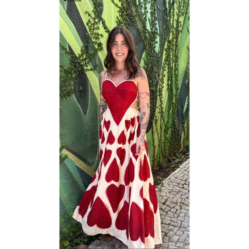 Vestido Feminino Maxi Coracao Vermelho Lançamento Farm | Shopee Brasil