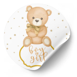 ADESIVO Lembrancinhas de Chá de Bebê- Aniversário/CHÁ DE REVELAÇÃO URSINHO DOURADO