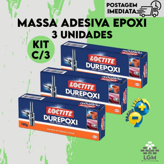 Kit 3 Durepoxi Cola Epoxi Massa Epoxi Adesivo 50g ou 100g Original Loctite Seca até embaixo da agua