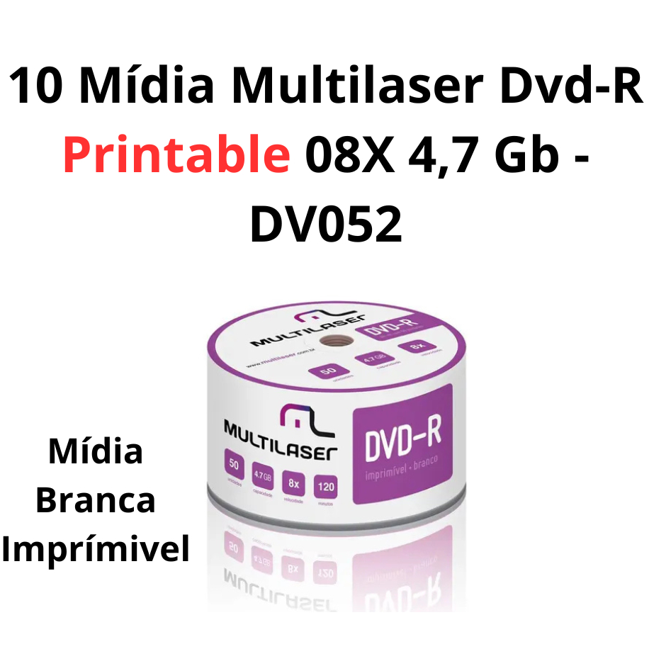 10 unidades de Mídia Virgem DVD-R 4.7gb 120min 16x - Multilaser ...