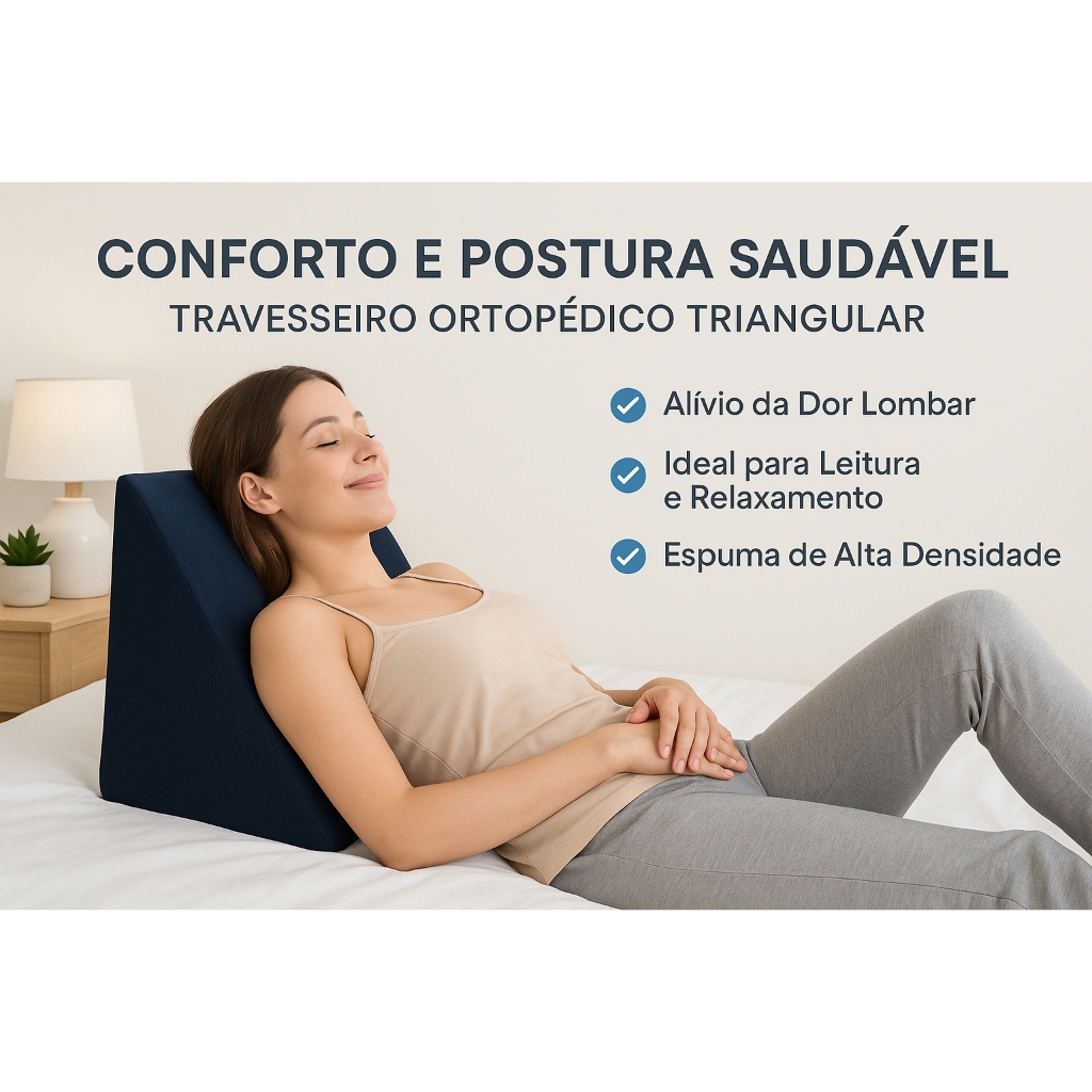 Travesseiro Ortopédico Triangular Apoio Lombar Encosto para Leitura ...