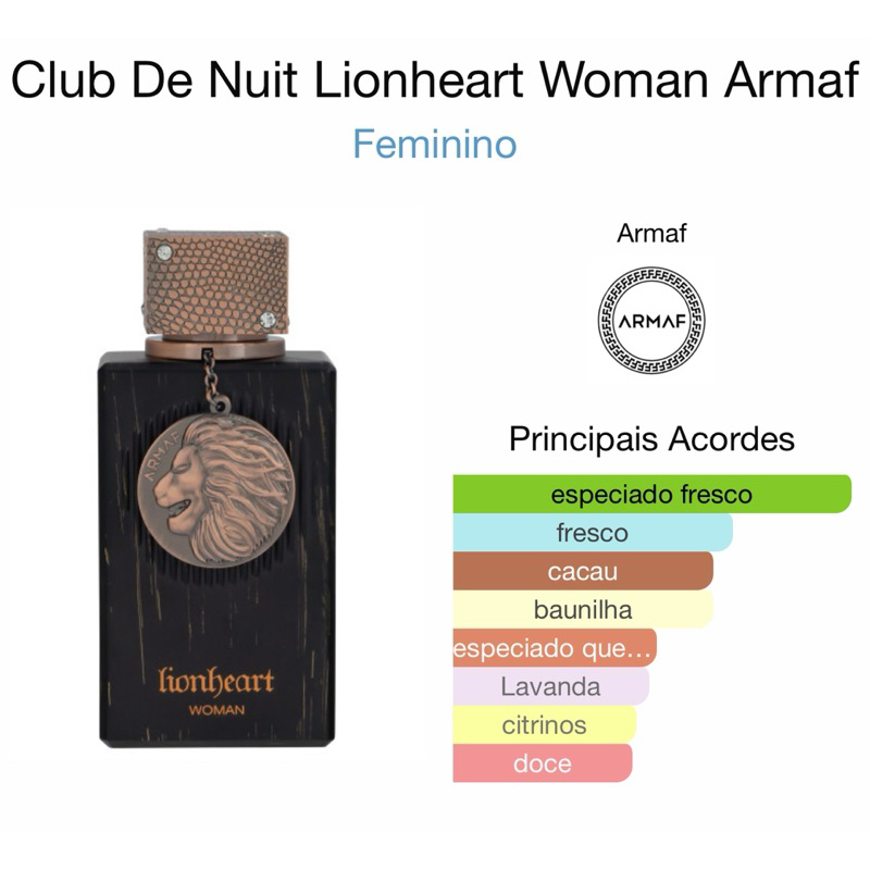 Perfume Club De Nuit Lionheart Woman by Armaf EDP 100ml | Shopee