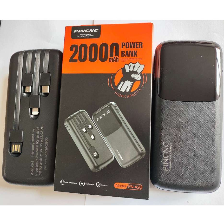 Carregador Power Bank Portátil 20000mah Universal Saida 4 Cabos
