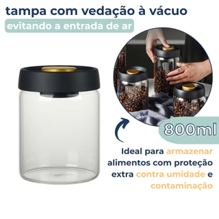 Pote de Vidro Hermético 800ml Com Tampa A Vacuo Porta Mantimentos em Oferta na Shopee