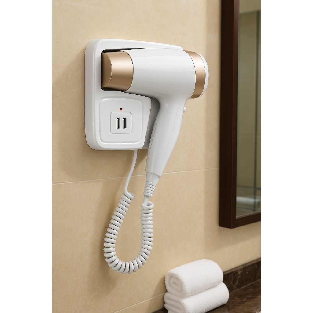 Secador de Cabelo de Parede Hotel com 2 USB Íons Frio/Quente Banheiro ...
